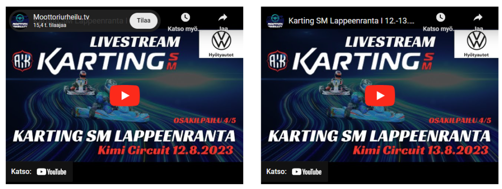 Youtube lähetykset la-su 12.-13.8.2023